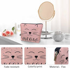 Cat Cute Cosmetic Bags For Women, Funny Kitten Cat Face Meow Roomy Makeup Bag Toiletry Bag Accessories Organizer Storage Bags Makeup Pouch For Travel Business Gym Camping Bathroom, Pink