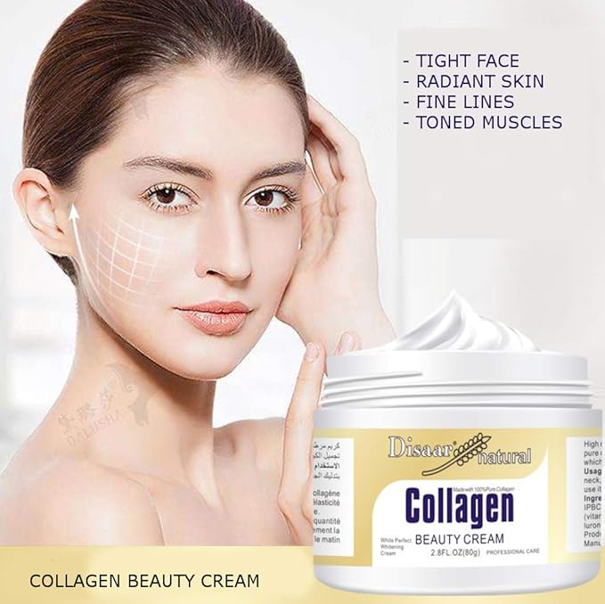 DISAAR BEAUTY Collagen Cream Forehead Neck Lines Smile Wrinkles Facial Spots Dry Skin Weak Muscules Improve Your Face 80g