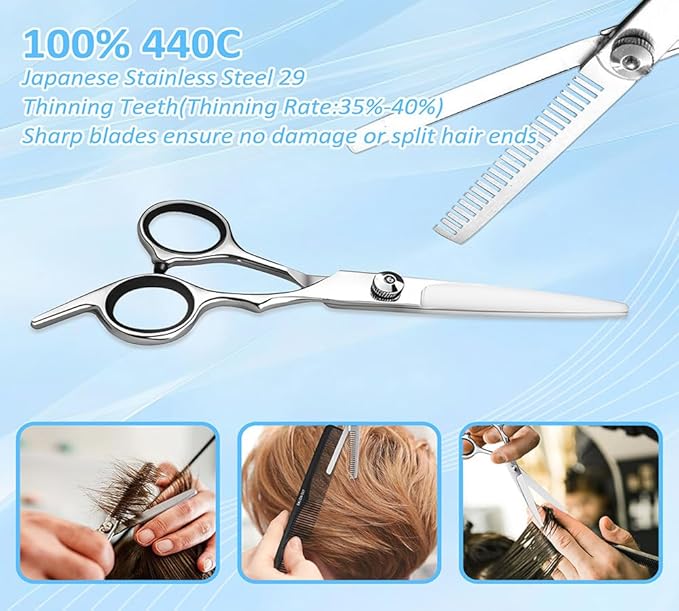 Hair Cutting Scissors, Thinning Shears Kit. Premium Stainless Steel Salon Scissors, Edge Scissor, Razor.for Hairdressing, Salon and Home