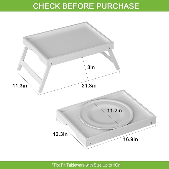 Bed Tray Table with Folding Legs, Bamboo Breakfast in Bed - Image 2