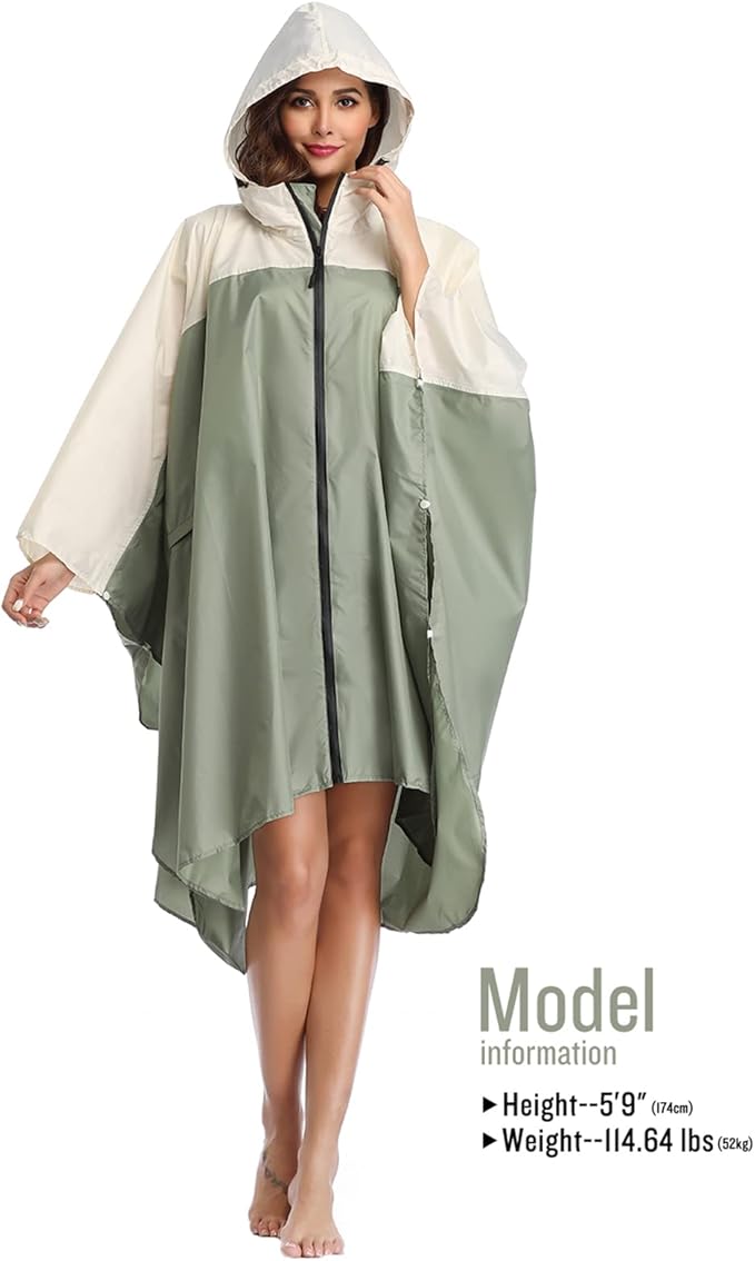 SaphiRose Unisex Rain Poncho Hooded Waterproof Raincoat - Image 2