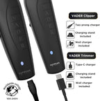 Supreme Trimmer 2-in-1 Vader Clipper & Trimmer Kit | Cordless Beard Trimmer & Mens Clippers Set for Barbers or Home | with DLC Coated Blades | Black