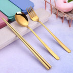 AARAINBOW 6 Pieces 18/8 Stainless Steel Flatware Set Portable Reusable Cutlery - Image 5