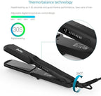 Pulla Hair Straightener and Crimper - 4 in 1 Tourmaline Ceramic Flat and Curling Iron for Hair Styling with Adjustable Temperature - Salon High Heat 320°F - 430°F for All Hair Types