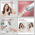 2-In-1 Electric Hair Dryer Styling Tool - Blow Dryer Brush with Teasing Comb, 3 Gear Adjustable Hair Straightener (US Plug)