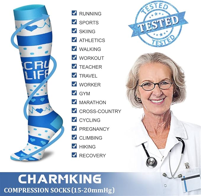 CHARMKING Compression Socks for Women & Men Circulation 15-20 mmHg is Best - Image 5