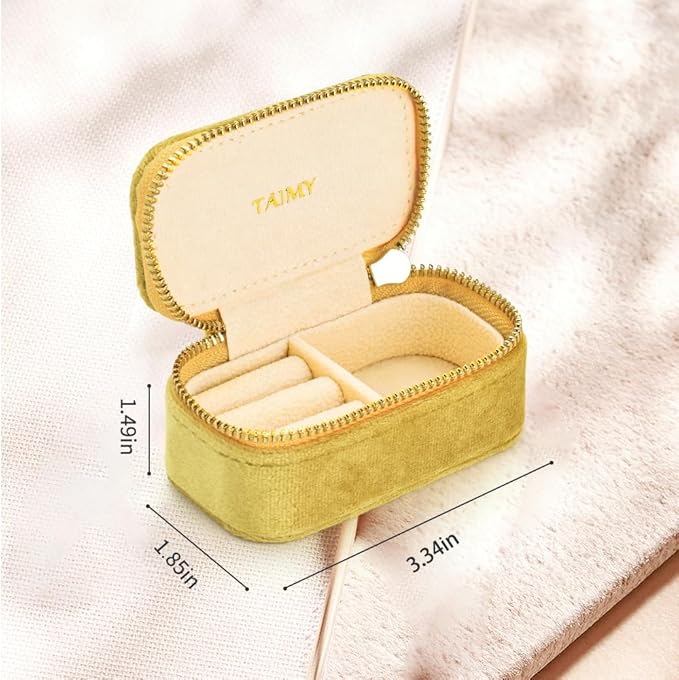Small Travel Jewelry Case, Mini Tiny Plush Velvet Jewelry Box - Image 3