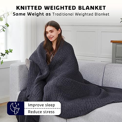 Knitted Weighted Blanket (27-granite Grey / 50" x 60" | 7lbs)