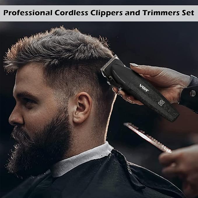 VGR 640S3 Professional 3 in 1 Hair Cutting Kit, 9000RPM Hair Clippers for Men Professional Hair Trimmer & Foil Shavers Set, Cordless Mens Barber Combo for Home, for Him(Black)