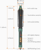 3/4 Inch Barrel Thermal Round Brush, Volume Heat Styling Brush for Men and Women Medium Thin Curly Straight Hair, Heated Curling Iron,12 Temperature Setting (1.35 Inch with Bristles)