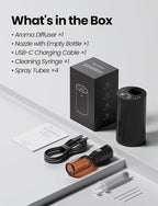 Waterless Essential Oil Diffuser, Portable Aromatherapy Diffuser with 20mL Capacity, Battery Operated Mini Scent Diffuser,3 Mist Levels & Timers, Leak-Free, for Home, Car, Office (Black)