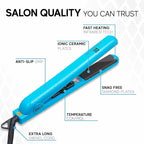 Brilliance New York - 1.25 Inch Diamond Ceramic Flat Iron - Frizz-Free and Anti-Static Ionic Plates - Dual Voltage Flat Iron for Travel