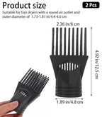 2Pcs Black Plastic Universal Blow Hair Dryer Comb Attachment for Straightening, Detangling - Nozzle Hairdressing Salon Comb,Styling Tools and Appliances for Curly, Natural Hair