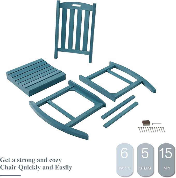 Psilvam Oversized Outdoor Rocking Chair, - Image 8