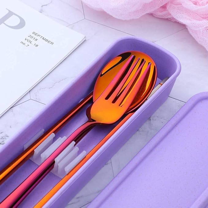 3 PCS Outdoor Flatware Set Fork Spoon Chopsticks/Travel Flatware Set - Image 4