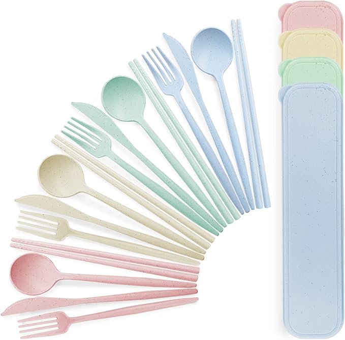 4 Sets Reusable Travel Utensils Set by TWUTGAYW