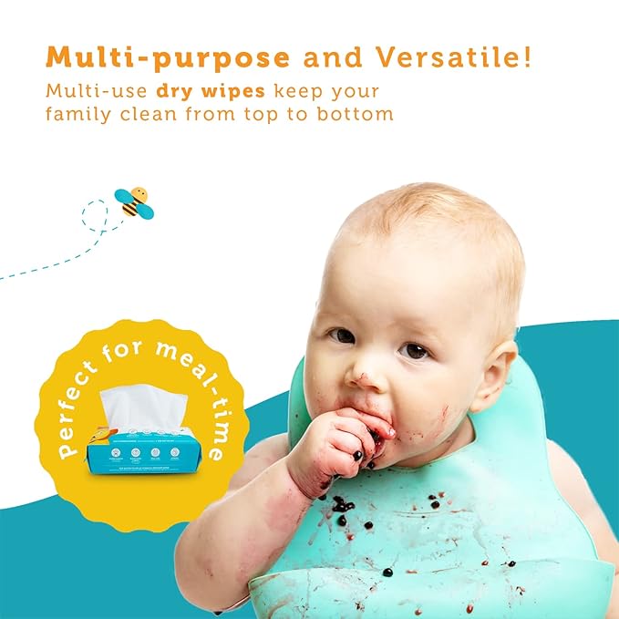 100% Pure Cotton Dry Wipes | 200 Count | Use Wet or Dry | Soft & Sensitive | - Image 4