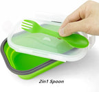 Green Food Grade Silicone Lunch Container Bento Box, Collapsible Food Storage - Image 3