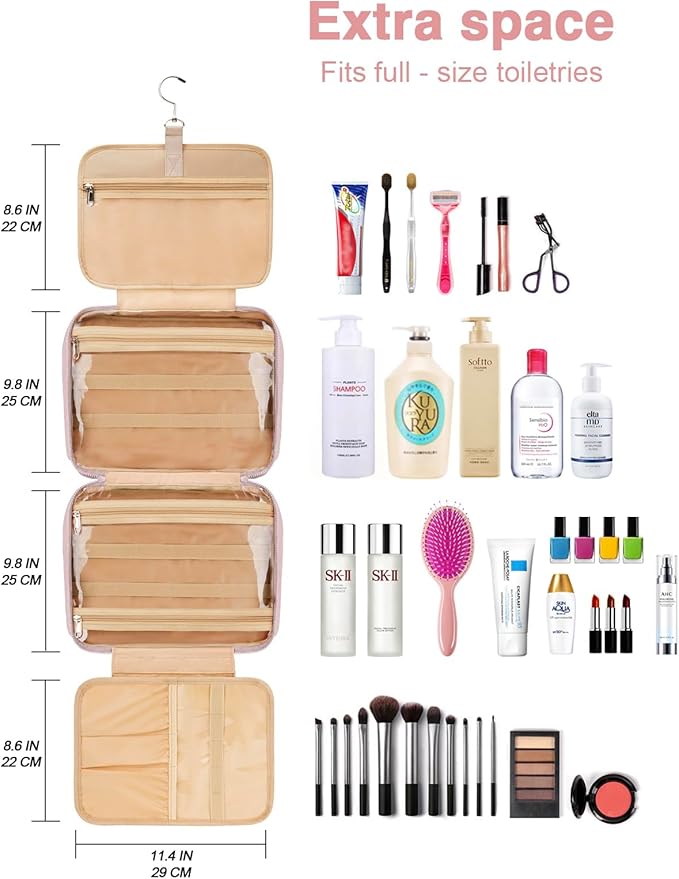 Women's Hanging Toiletry Bag, Waterproof Travel Cosmetic Organizer - Image 6
