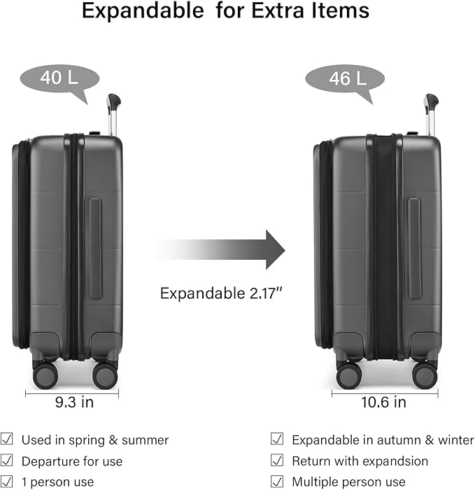 Hanke Hardside Expandable Carry On Luggage, 20 Inch Top Opening Trunk Luggages - Image 2
