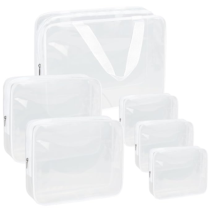 APREUTY Clear Makeup Bags, TSA Approved 6 Pcs Cosmetic Makeup Bags Set Clear PVC by WelcometoAPREUTY