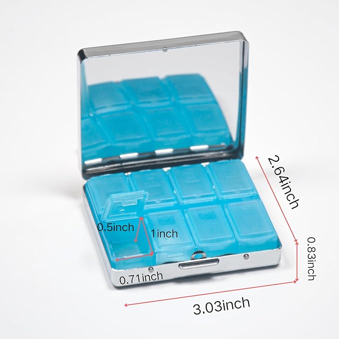 Cute and Portable Metal Pill Organizer – 8 Compartments, Elegant Chrome Finish - Image 5