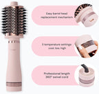 L'ANGE HAIR Multi-Volume Series Blow Dryer Brush | Interchangeable Hair Dryer Brush with Ionic Titanium Barrel for Smooth, Voluminous Styling | Blush - Oval 60mm