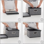 PRANDOM Storage Bins with Lids Linen Fabric Foldable Storage Boxes Organizer - Image 5