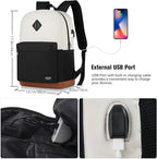 School Backpack, Bookbag Teen Boys and Girls Black Beige - Image 6