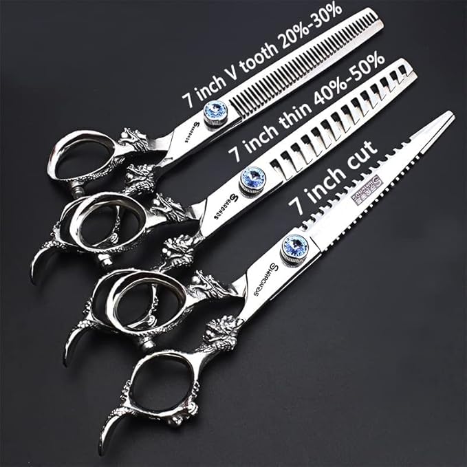 Professional Japanese Hairdressing Scissors Set - Slim Design, 7 Inch, 3 Pieces (Men & Women)