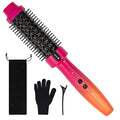 Thermal Brush, Blowout Long Lasting Look Curling Brush, 30s Fast Heated Round Brushes 1.5" Makes Hair Smoother Get Natural Curls, 5 Temp Settings, Universal Voltage for Travel, Easy to Use, Red Orange