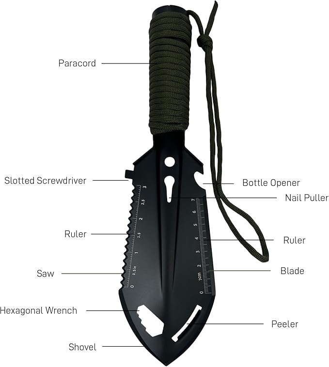 Small Camping Shovel, 9 in 1 Mini Hand Shovel, Portable Backpacking Trowel - Image 2