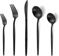 Matte Black Silverware Set, VANVRO 20-Piece Stainless Steel Flatware Set by VANVRO