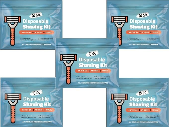 Shaving Kit with Razor, Shaving Cream, Washcloth & Aftershave Wipe – Men’s by KitUSafe