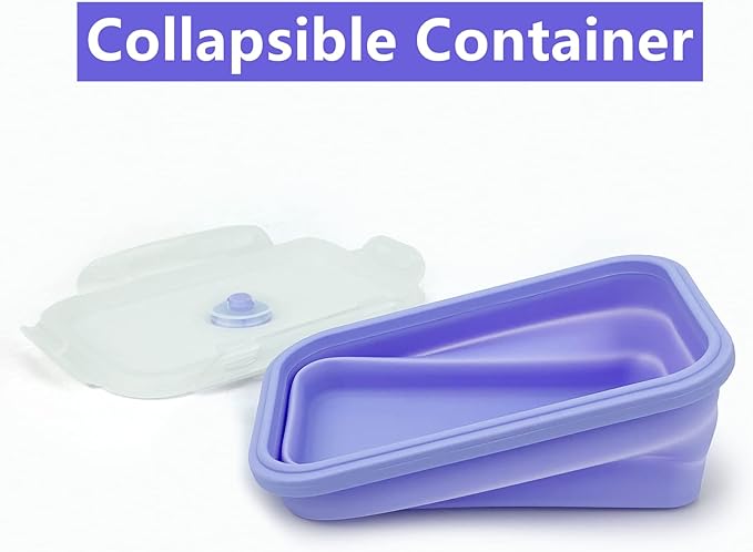 Purple Collapsible Meal Prep Containers Camping Bowls Silicone Bento Box - Image 6