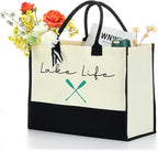 Lake Life Tote Bag for Women Waterproof Personalized Beach Bag Canvas Bag Funny - Image 2