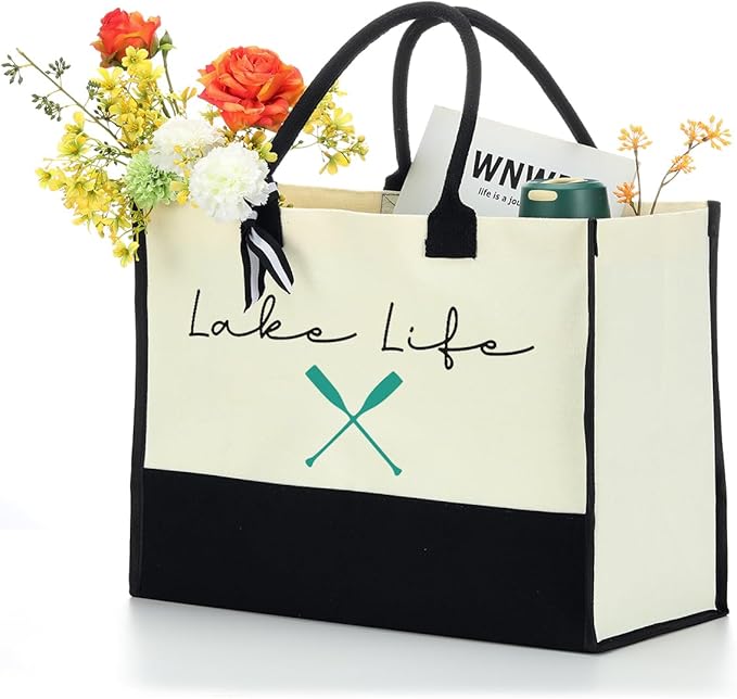 Lake Life Tote Bag for Women Waterproof Personalized Beach Bag Canvas Bag Funny - Image 2