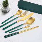 AARAINBOW 6 Pieces Stainless Steel Flatware Set Portable Reusable Cutlery Set - Image 8