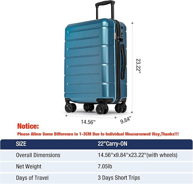 KYME Carry On Luggage 22x14x9 Airline Approved - Image 7