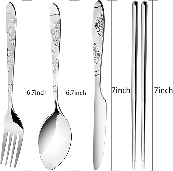 6 Pack Reusable Flatware Sets Knife, Chopsticks - Image 4