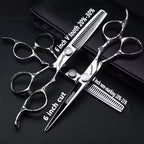 6/7-Inch Professional Hair Scissors Haircut Rose Pattern Hair Scissors Styling Tools Japanese Stainless Steel Scissor Set (6-inch -3pc) (6-inch -3pc)