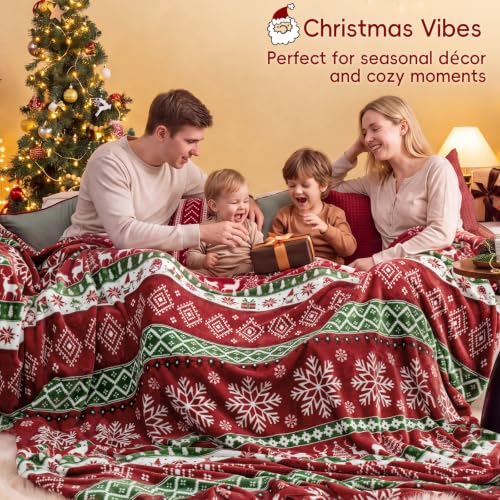 Christmas Fleece Blanket King (Retro Christmas / King(108" X 90"))