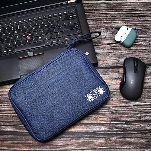 Travel Electronics Organizer Portable Cable Organizer Bag for Storage Electronic Accessories Case for Cord (Navy Blue)