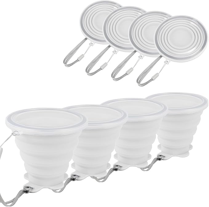 JBER Silicone Collapsible Travel Cup, 4 Pack Silicone Folding Camping Cup - Image 2