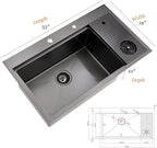 33 Inch Black Drop In Kitchen Sink - Image 9