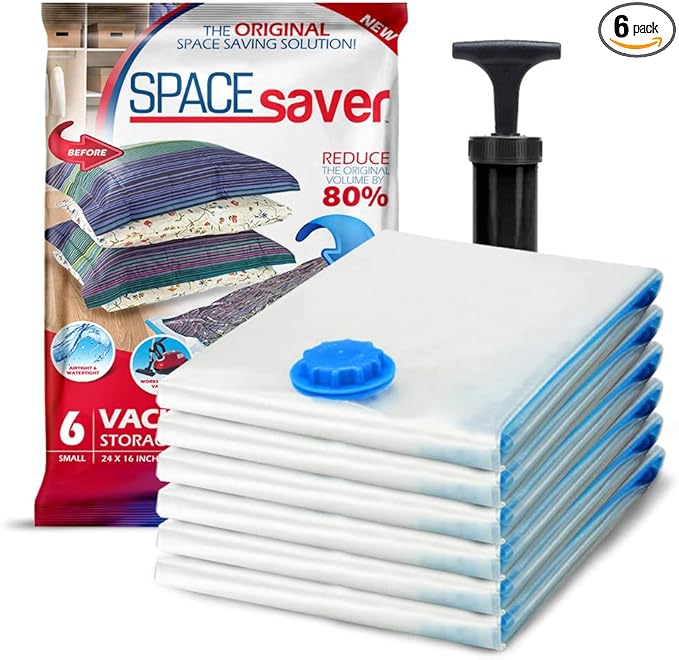 6 Pack Small Vacuum Storage Bags by Spacesaver