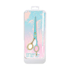 Cricket Shear Xpressions Charmed Life 5.75” Professional Stylist Hair Cutting Scissors, Japanese Stainless Steel Shears, Guidance Counselor (Aqua & Gold Chrome)