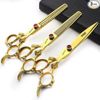Gold Dragon Professional Hairdressing Scissors - 7 Inch 3-Piece Set (Gold & Black)