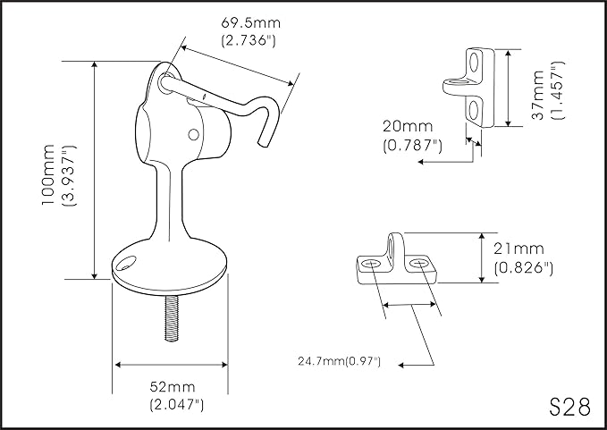 QCAA Door Stop, Solid Brass, Height 3-15/16", Matte Black, 1 Pack, Made in - Image 2