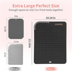 Oversize Heat Resistant Mats for Countertop, 13.19" x 10.24" Professional Hot Tool Hair Straightener Mat, Hot Tools Organizer, Home Necessities with Velcro (Black)